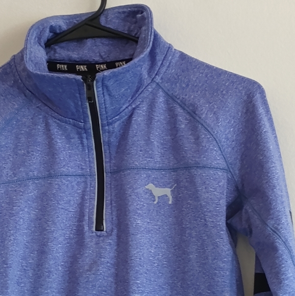 Victoria's Secret Pink Blue Spellout Athletic 1/4 Zip Pullover Size Medium - Picture 5 of 9